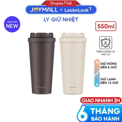 Ly Giữ Nhiệt LocknLock Energetic Ceramic Tumbler LHC3414 550ml Thép Phủ Sứ, Hàng Chính Hãng -JoyMall