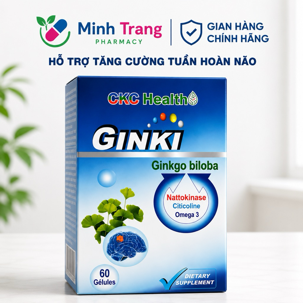 GINKI Ginkgo Biloba CKC Health 60 viên – Hỗ trợ tăng cường tuần hoàn não – Chính hãng