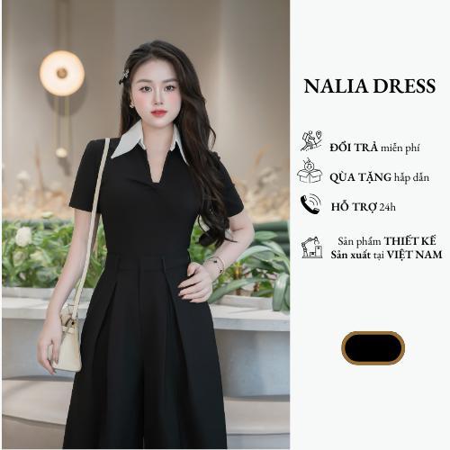 NALIA SAGE - Áo thun nữ cổ vạt trắng ngắn tay phong cách trẻ trung