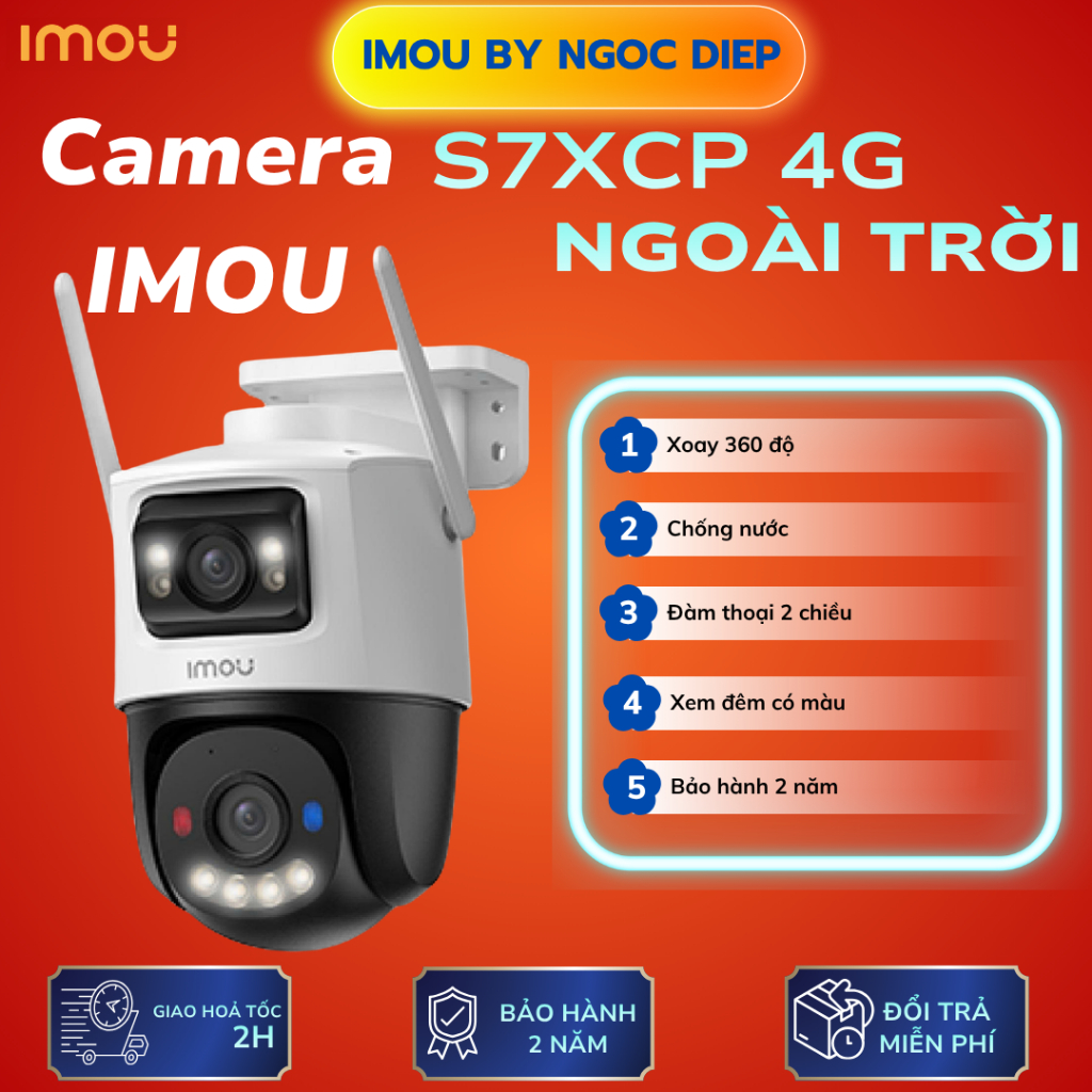 Camera IMOU 4G Cruiser Dual 2C IPC-S7XCP-6M1TED-EU – Giám Sát Không Cần WiFi, Báo Động Đèn Xanh Đỏ, 