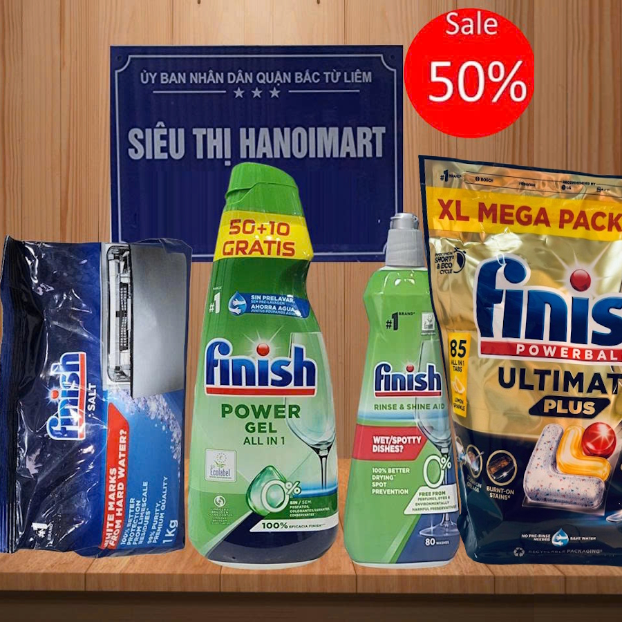 Viên rửa bát Finish Powerball 0% Eco ultimate, viên Gel finish eco Ultimate dùng cho máy