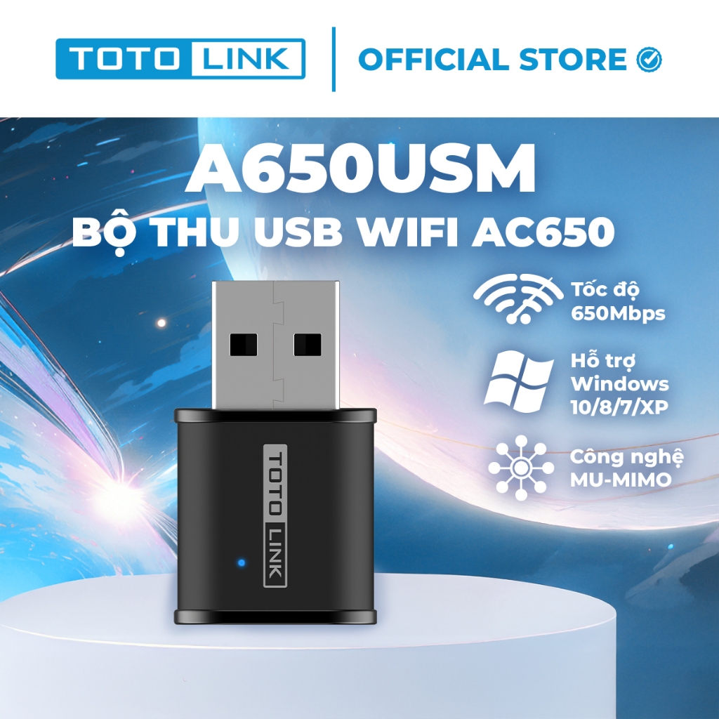 [Hoả Tốc] Bộ thu USB Wi-Fi TOTOLINK A650USM - Chuẩn Wi-Fi 5 AC650