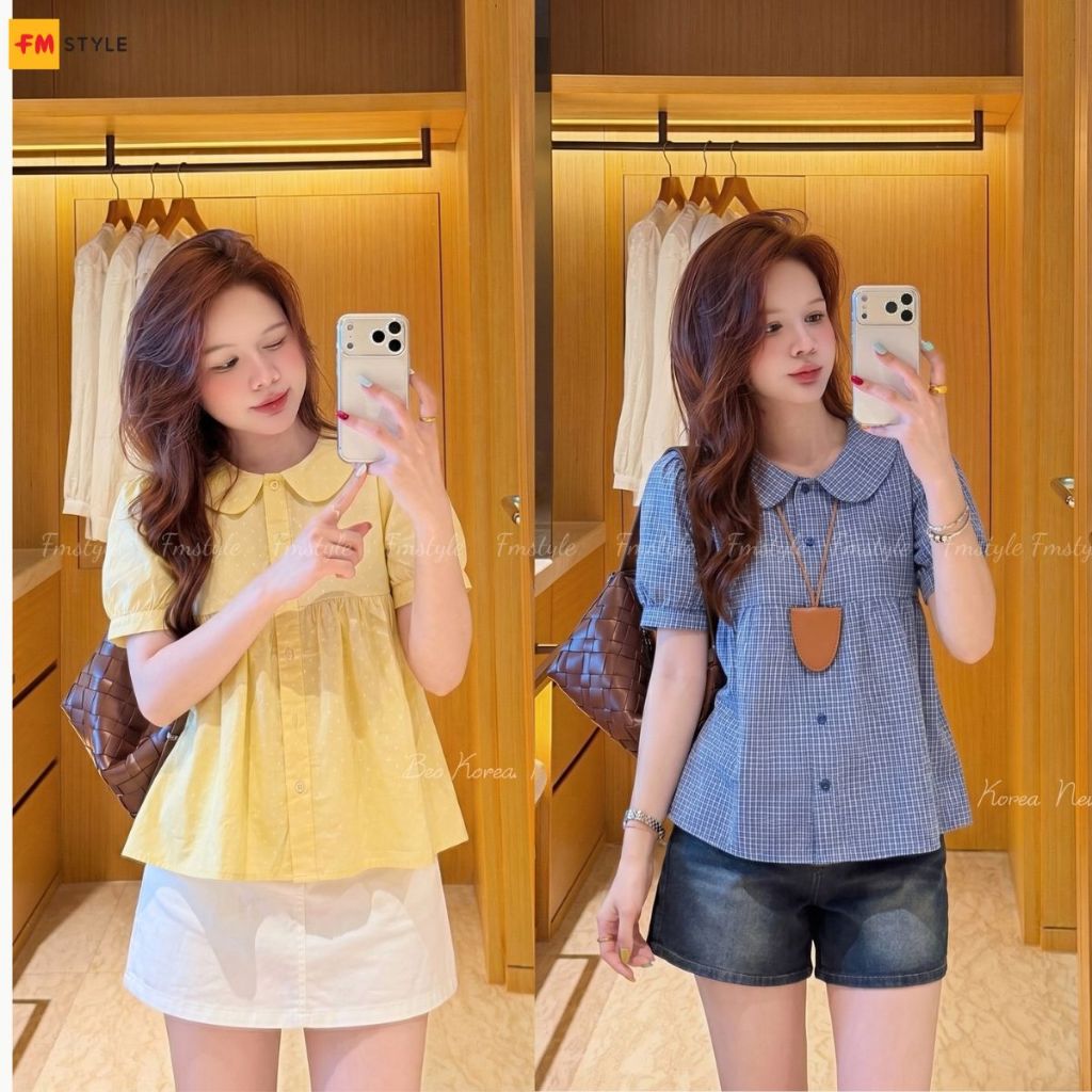 Áo Kiểu Babydoll Nữ FMSTYLE Cổ Sen Tay Bồng – Áo Sơ Mi Nữ Dáng Rộng Xinh Xắn Hottrend 26010439