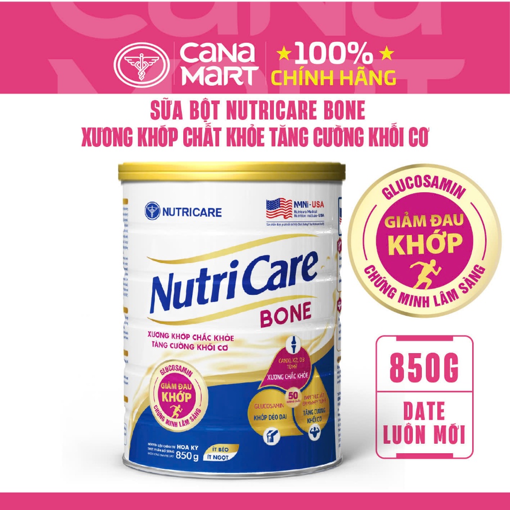 Sữa bột Nutricare Bone phòng chống loãng xương sụn khớp (850gr).Bone.NutricareBone