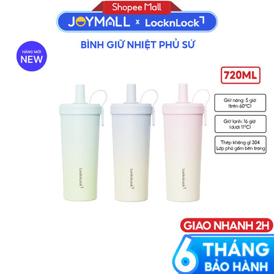 Bình Giữ Nhiệt Phủ Sứ LocknLock Ceramic Milk Tea Tumbler LHC4369 720ml, Hàng Chính Hãng, 3 Màu - JoyMall