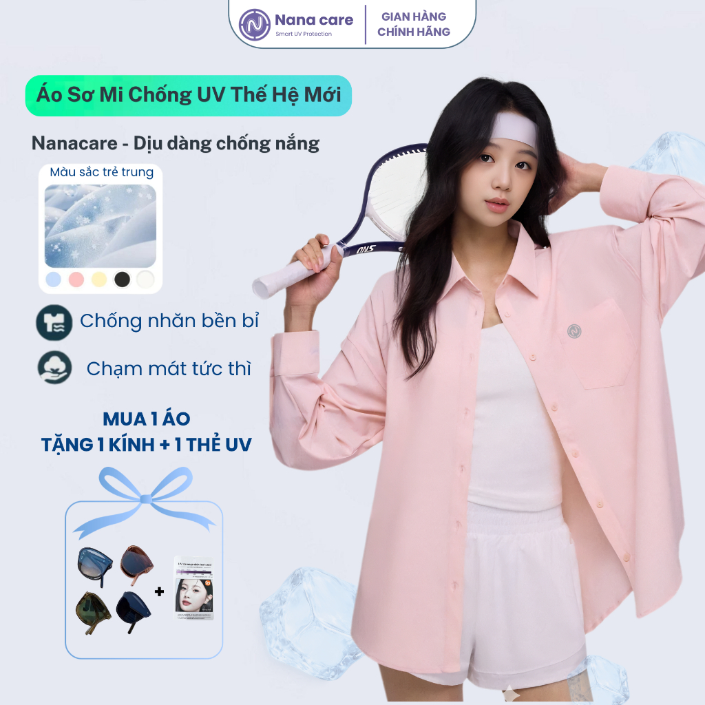 Áo Sơ Mi Chống Nắng Thế Hệ Mới Nanacare Chống Nhăn Giữ Phom Mát Lạnh Đi Làm Tay Dài Fom Áo Rộng UV C