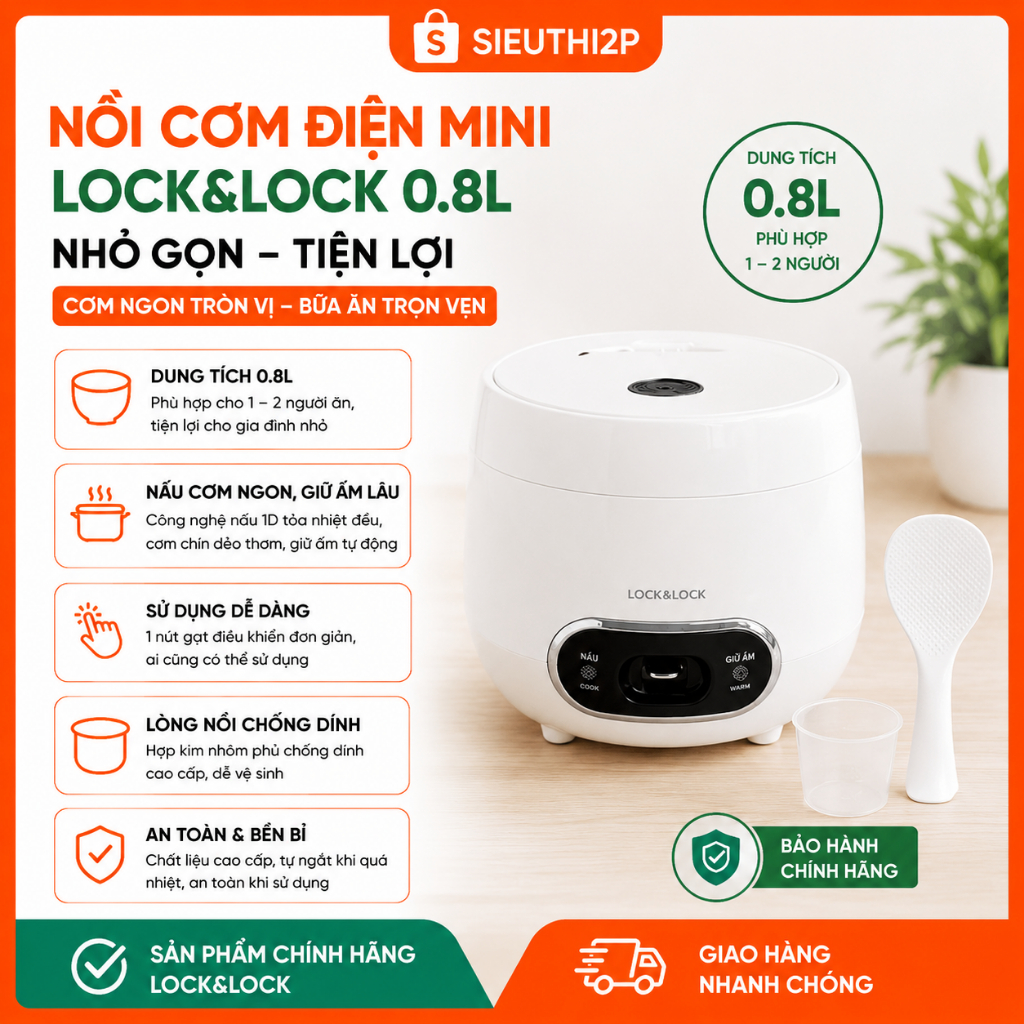 Nồi Cơm Điện Mini Lock and Lock 08l