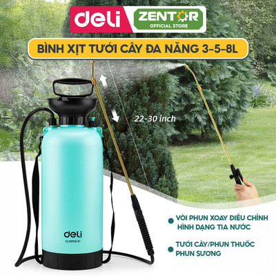 Bình Xịt Tưới Cây 3L 5L Zentor Deli Bình Phun Thuốc Sâu, Phun Sương Thuốc muỗi, Vòi Xịt 2 Chế Độ