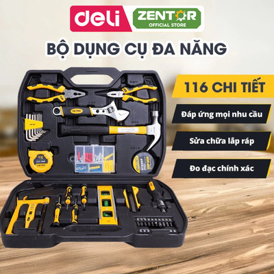 Bộ Dụng Cụ Sửa Chữa Zentor Deli Hộp Đồ Nghề Đa Năng Công Cụ Tích Hợp Sửa Chữa Cơ Khí Chất Liệu Cao Cấp
