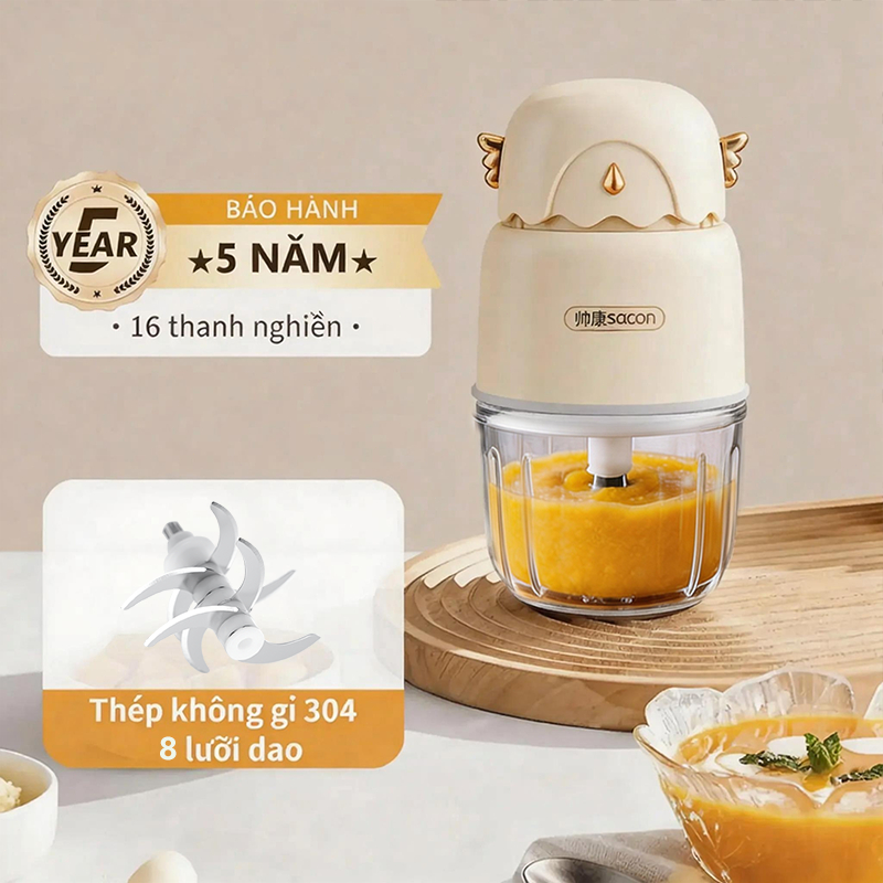 【Bảo hành 5 năm】 máy xay ăn dặm cho  bé 8  Lưỡi dao Xay nhanh300ml  Inox304 Máy  xay ăn dặm  đa năng