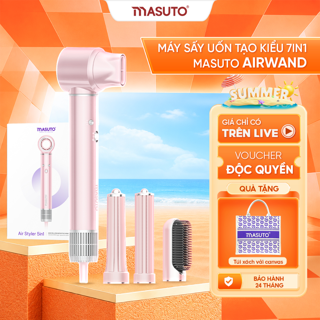 Máy Sấy Tóc Tạo Kiểu Masuto AirStyler 5in1 Phồng Và Mượt Tóc Công Nghệ Ion Âm Giảm Hư Tổn Tóc 1300W