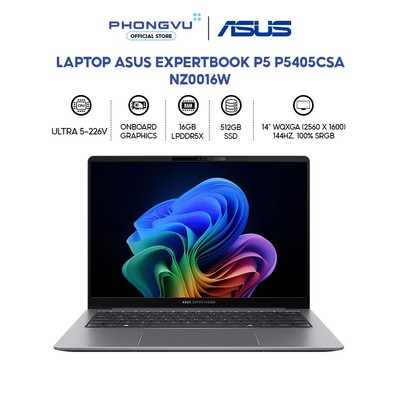 Laptop Asus ExpertBook P5 P5405CSA-NZ0016W (Ultra 5-226V/ Intel Arc 16GB/ 512GB/ Windows 11) -  Bảo hành 24 tháng