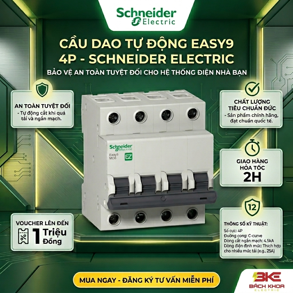 Cầu dao tự động SCHNEIDER MCB - 4P - IP20 - 4500A - 400V - C curve -  Aptomat Tiêu Chuẩn CHÂU ÂU