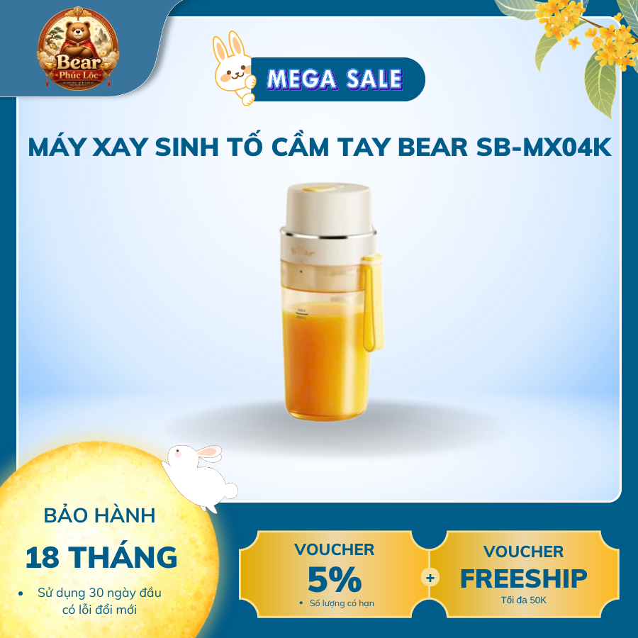 Máy xay sinh tố cầm tay Bear SB-MX04K - Bear Phúc Lộc - Bảo hành 18 tháng & sử dụng 30 ngày đầu có l