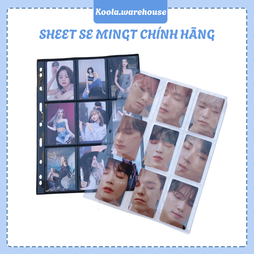 Sheet A4 9 Ô 8 Ô MINGT SE Đựng Photocard Trong suốt/Đen 2 Mặt Cứng Cáp 63 x 99mm, 67 x 89mm