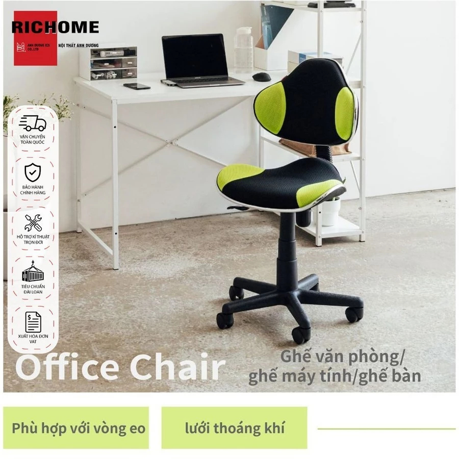 [FURNI HOME]  Ghế văn phòng, ghế học sinh, ghế xoay 360 độ RICHOME CH605BK / CH705 / CH705B. Hàng nh