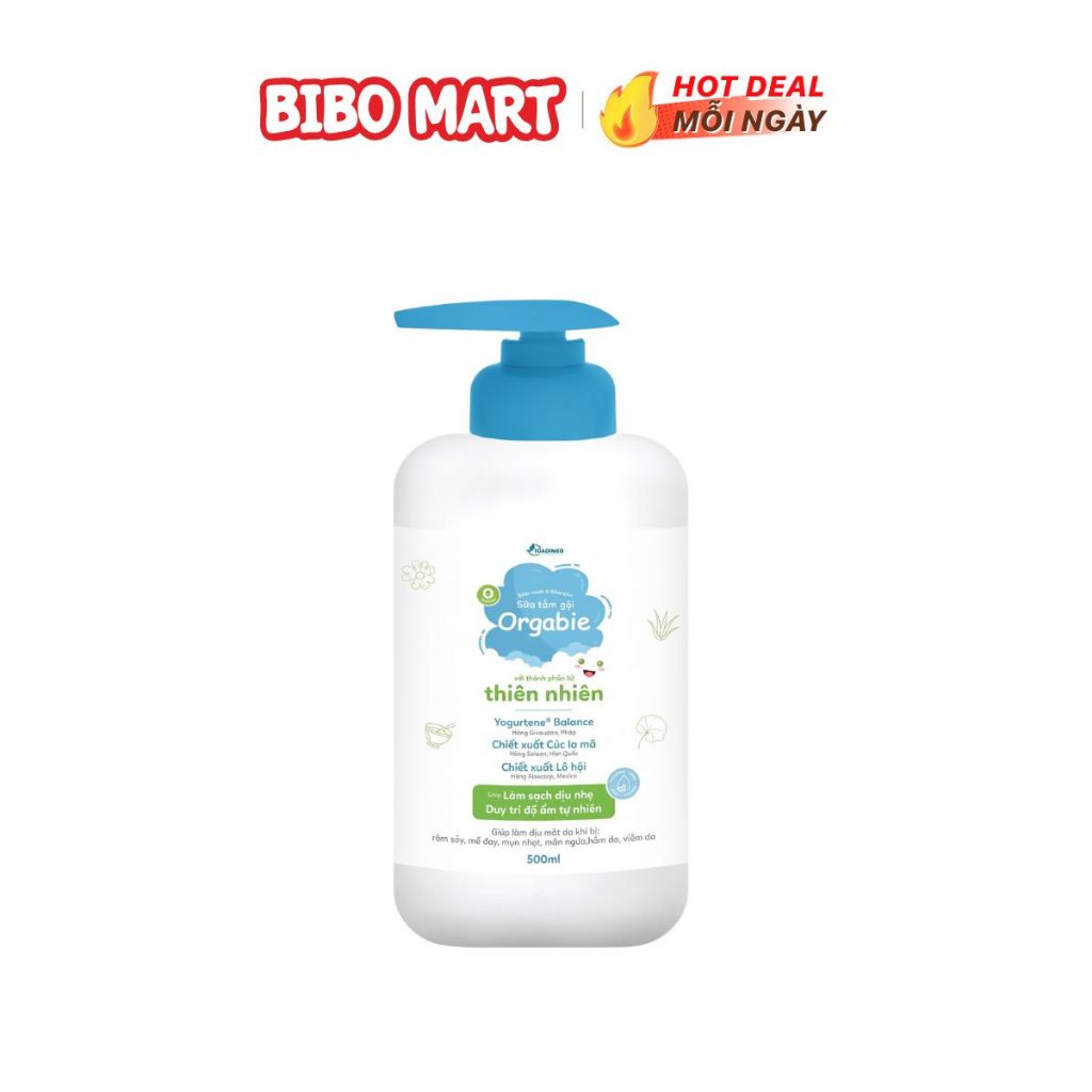 Sữa Tắm Gội Orgabie Giảm Viêm Da Cho Bé 500ml (Từ sơ sinh) - BiboMart