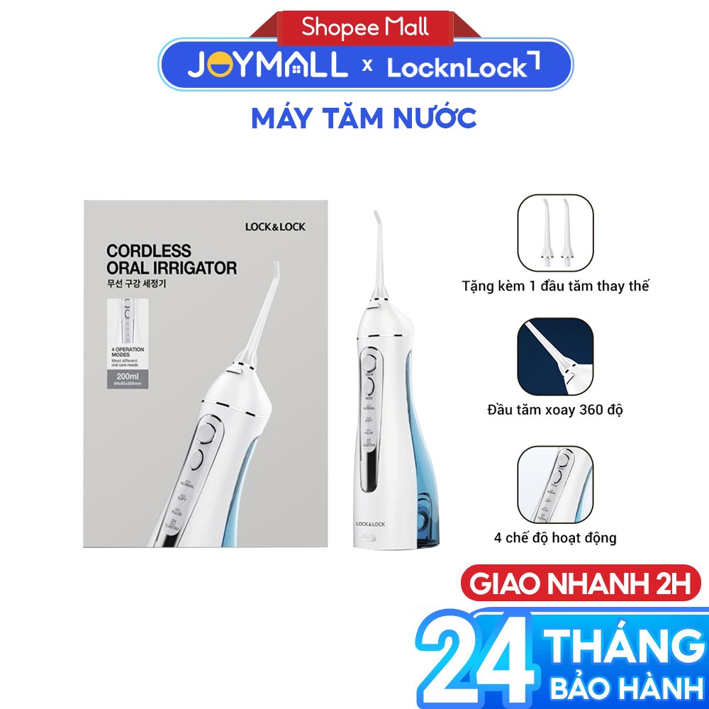 Máy Tăm Nước Không Dây LocknLock ENR156BLU 200ml,ENR154WHT 250ml, ENR146WHT, Hàng Chính Hãng - JoyMa