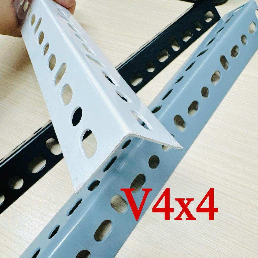 Sắt V4x4 lỗ (màu trắng, màu đen) - lắp kệ sắt V lỗ, Thanh Sắt V Lỗ 4x4 Đa Năng Lắp Kệ Sơn Sắt Tĩnh Đ