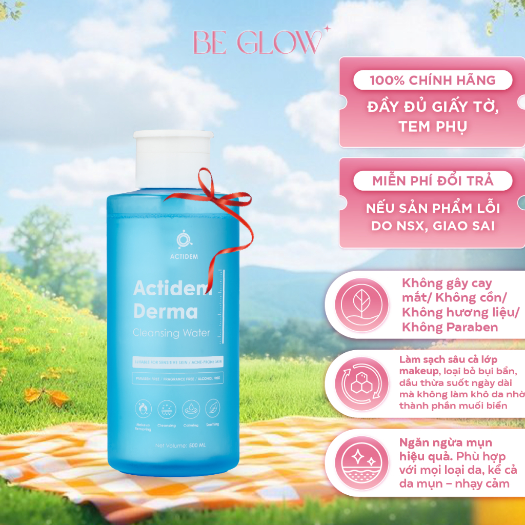 [Live Stream] Nước Tẩy Trang Actidem Derma Cleansing Water 500ml Tặng 1 bông tẩy trang 80 tờ