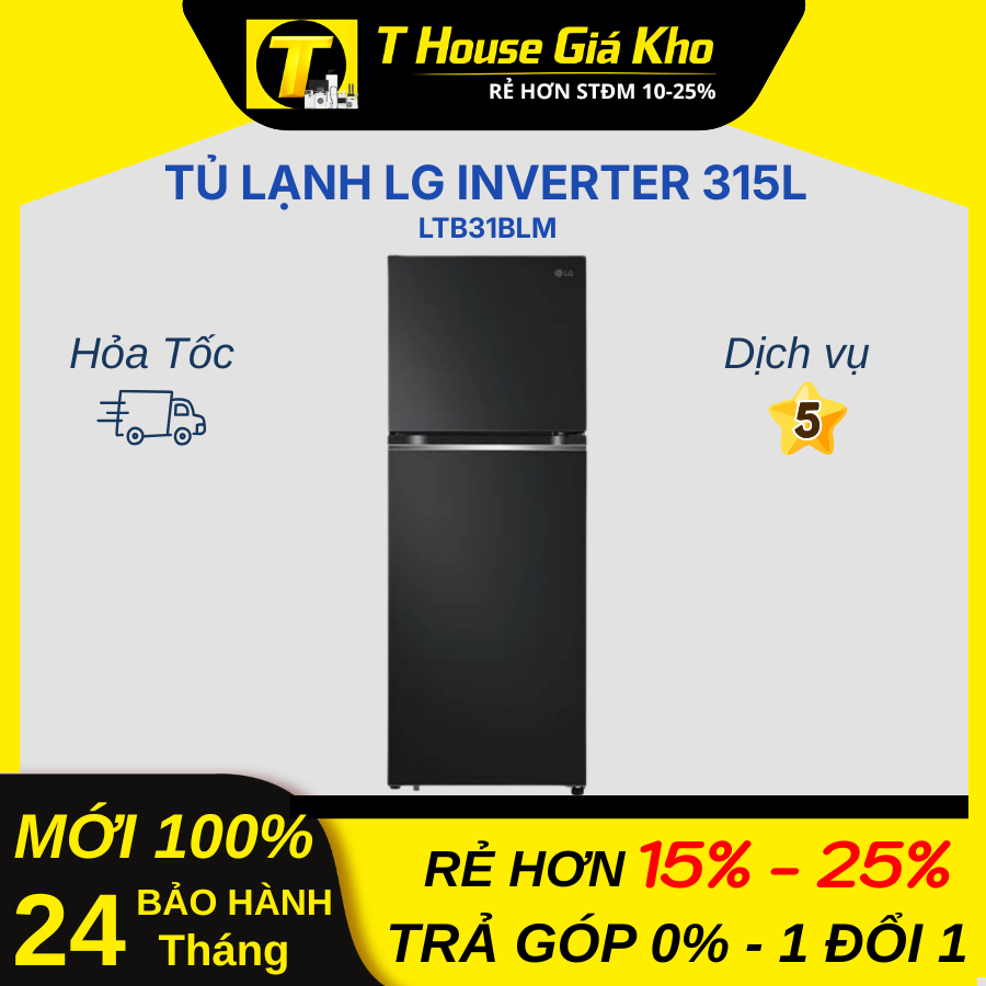 [Chính Hãng Mới] Tủ lạnh LG Inverter 315 lít LTB31BLM Hiện Đại Tiết Kiệm Điện Bền Bỉ BH 24 Tháng