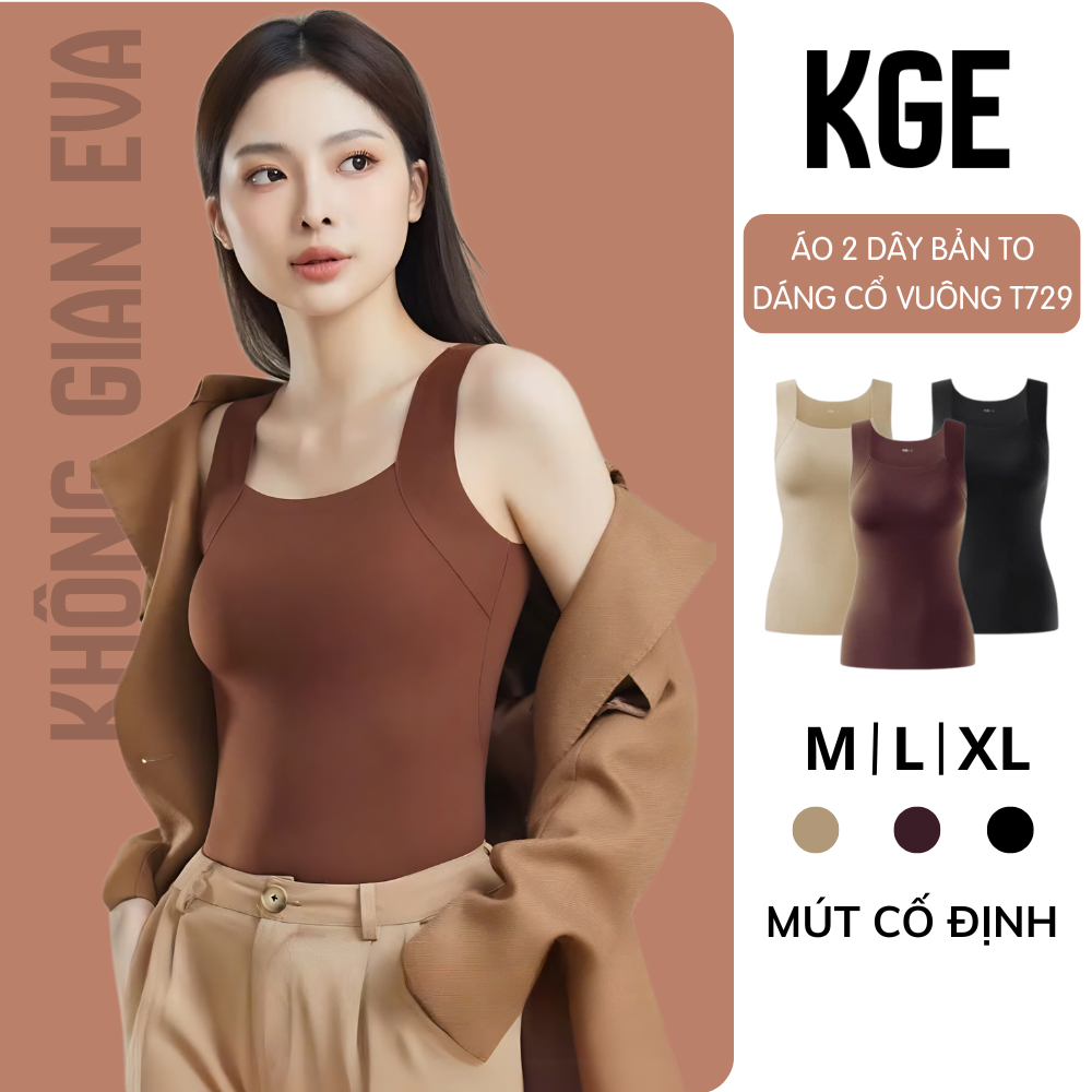 Áo 2 Dây Cổ Vuông Có Mút Liền Tôn Dáng, Áo Ba Lỗ Nữ Basic Ôm Dáng Chiết Eo Co Giãn Thoải Mãi T729