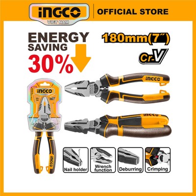 Kìm răng cao cấp 2 tông màu, thép Crv loại 7 inch/180mm INGCO HHCP28180