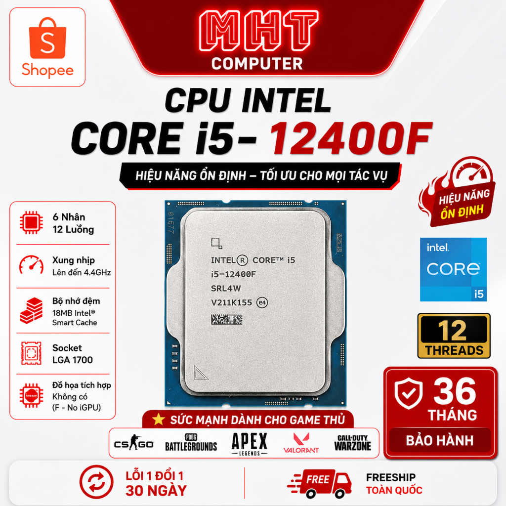 CPU Chip Intel 12400F 13400F 14600KF 14900K  - Bảo hành 36 Tháng