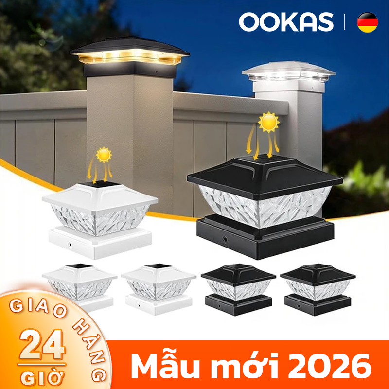 OOKAS Đèn trụ LED năng lượng mặt trời，chống thấm nước， Phù hợp cho trang trí vườn