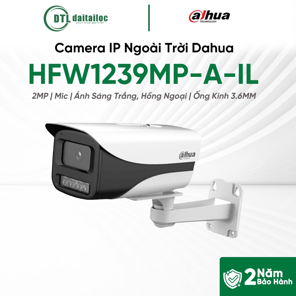 Camera IP Dahua DH-IPC-HFW1239MP-A-IL (2MP/Hỗ Trợ PoE/Hồng Ngoại/Mic) | Chính Hãng | Bảo Hành 24 Thá