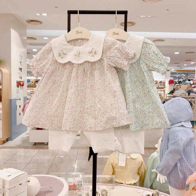 Bộ Bé Gái Ettoi Hoa Nhí Vintage 🌸 Set Babydoll Cổ Thêu Hàn Quốc Siêu Xinh Cho Bé 7-12kg
