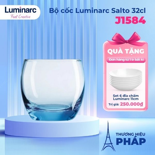 Bộ cốc (ly) thủy tinh Luminarc Salto 6 chi tiết 320ml - J1584 | Hàng chính hãng, thủy tinh chịu lực