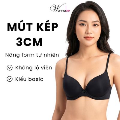 Áo ngực WANNABE áo chíp mút kép dày 3 cm có gọng tạo hình vòng 1 căng đầy nhưng vẫn thoải mái ANT19