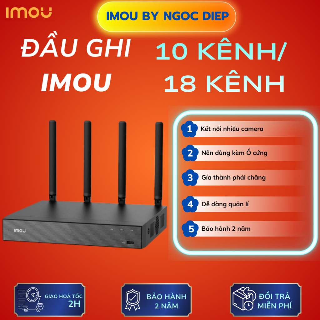 Đầu Ghi Hình IMOU NVR-N110W-8A0E / NVR-N118W-8A0E 10 Kênh & 18 Kênh Hỗ Trợ Camera IP Chuẩn 4K, Bảo H