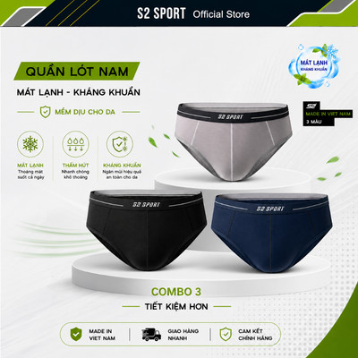 COMBO 3 Quần lót nam S2 SPORT sịp Air-COOL cao cấp +1000 lỗ thông hơi mềm mại mát lạnh SBF06.CB3