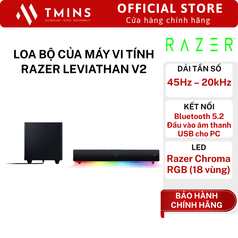 Loa máy vi tính Razer Leviathan V2, V2 X | Led RGB - Hàng chính hãng