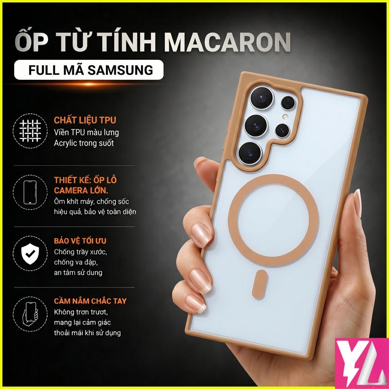 Ốp Lưng từ tính Samsung S25, Samsung S25 Ultra, Samsung S25+ ... Macaron chất liệu tpu pc cao cấp
