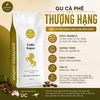 [Perfetto Coffee] Cà phê hạt nhập khẩu Úc Caffe Super 100% Arabica (1000g) - Cà phê nguyên chất