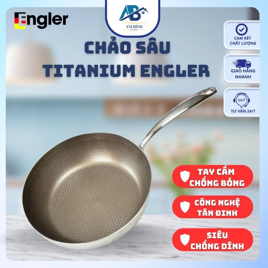 Chảo Sâu Titanium Engler Tay Cầm Cách Nhiệt, Đáy Từ Toàn Phần - Ani Bình Đồ Gia Dụng