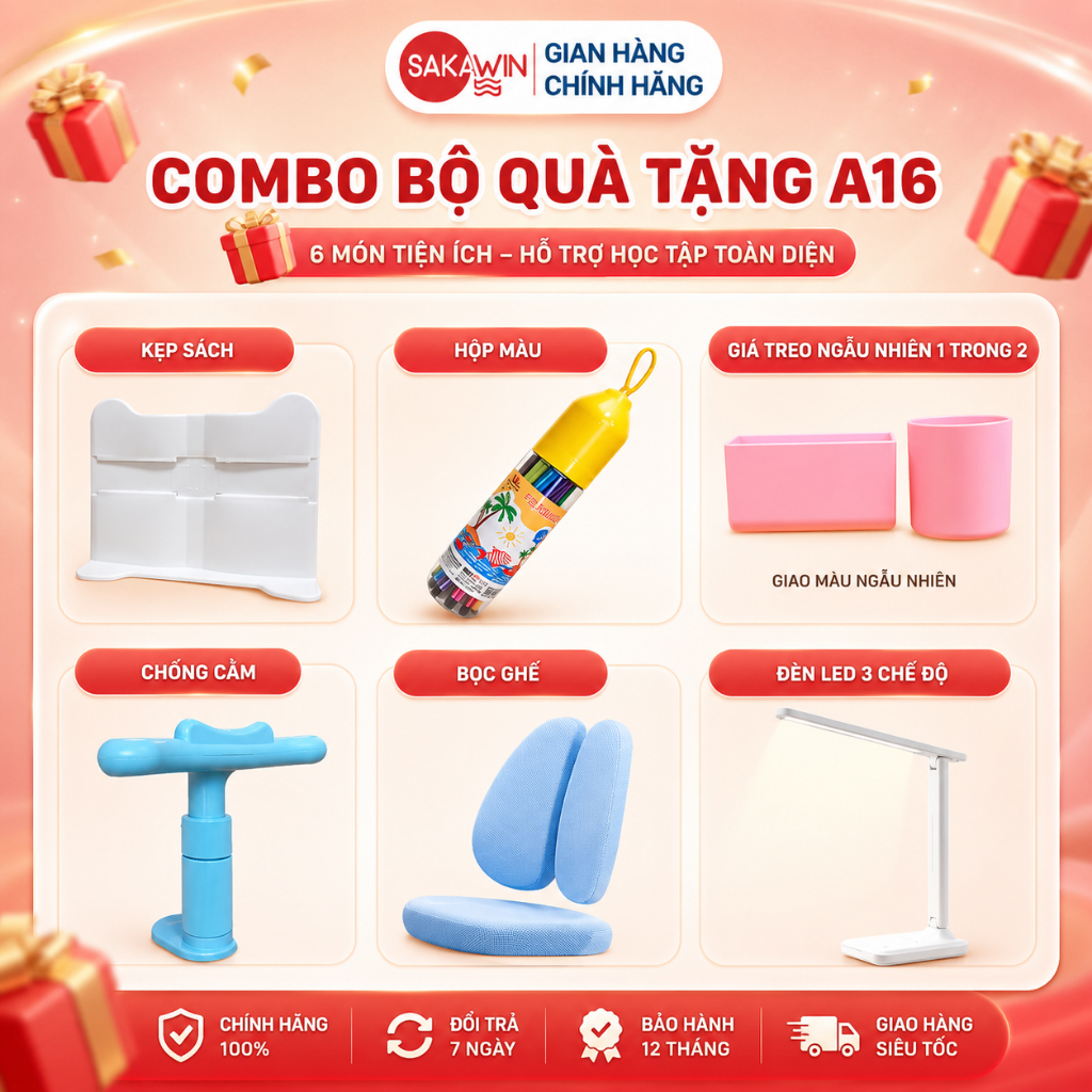[Bản Cải Tiến] Bộ bàn ghế học sinh chống gù Sakawin A16 Plus - Bàn học cho bé, Nâng hạ tay quay | BigBuy360 - bigbuy360.vn