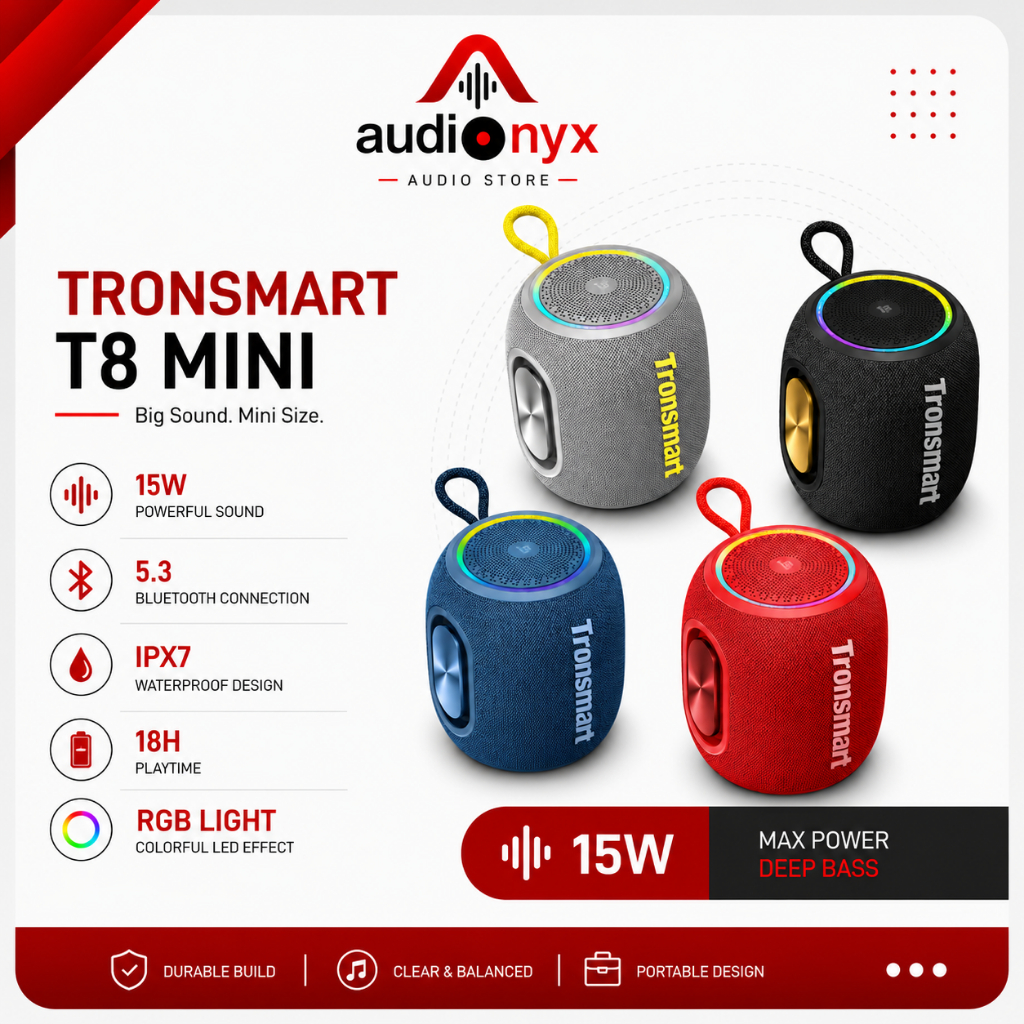 Loa Bluetooth Tronsmart T8 mini 16W, bass chắc, treble sáng, thiết kể nhỏ gọn, IPX7, ghép đôi loa TW