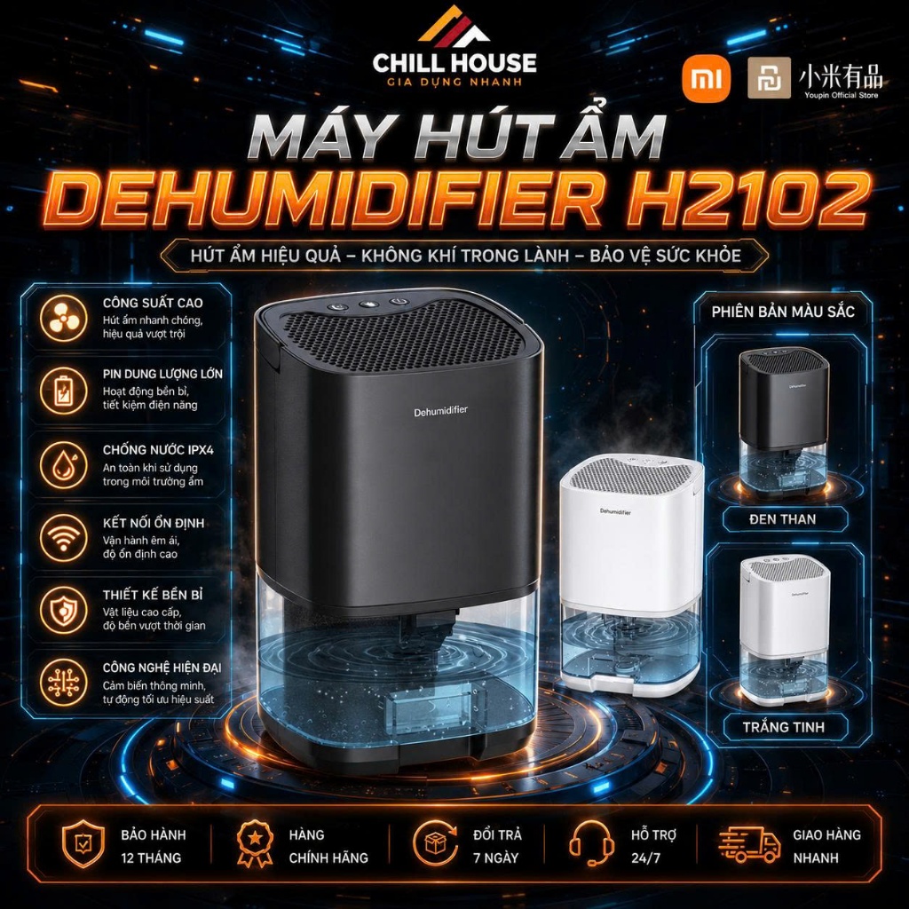 Máy Hút Ẩm Không Khí Youpin H2102 - Máy Hút Ẩm Mini - Chống Ẩm Móc Trong Tủ Kệ Bảo Vệ Sức Khỏe Gia Đ