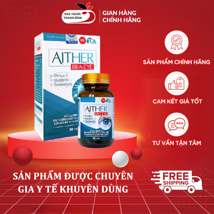 [CHÍNH HÃNG] AITHER BRA-EYE - Viên uống bổ sung omega 3, hỗ trợ cải thiện thị lực