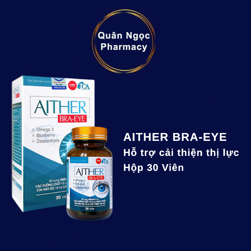 [CHÍNH HÃNG] AITHER BRA-EYE (Hộp 30 viên) Viên uống bổ sung omega 3, hỗ trợ cải thiện thị lực