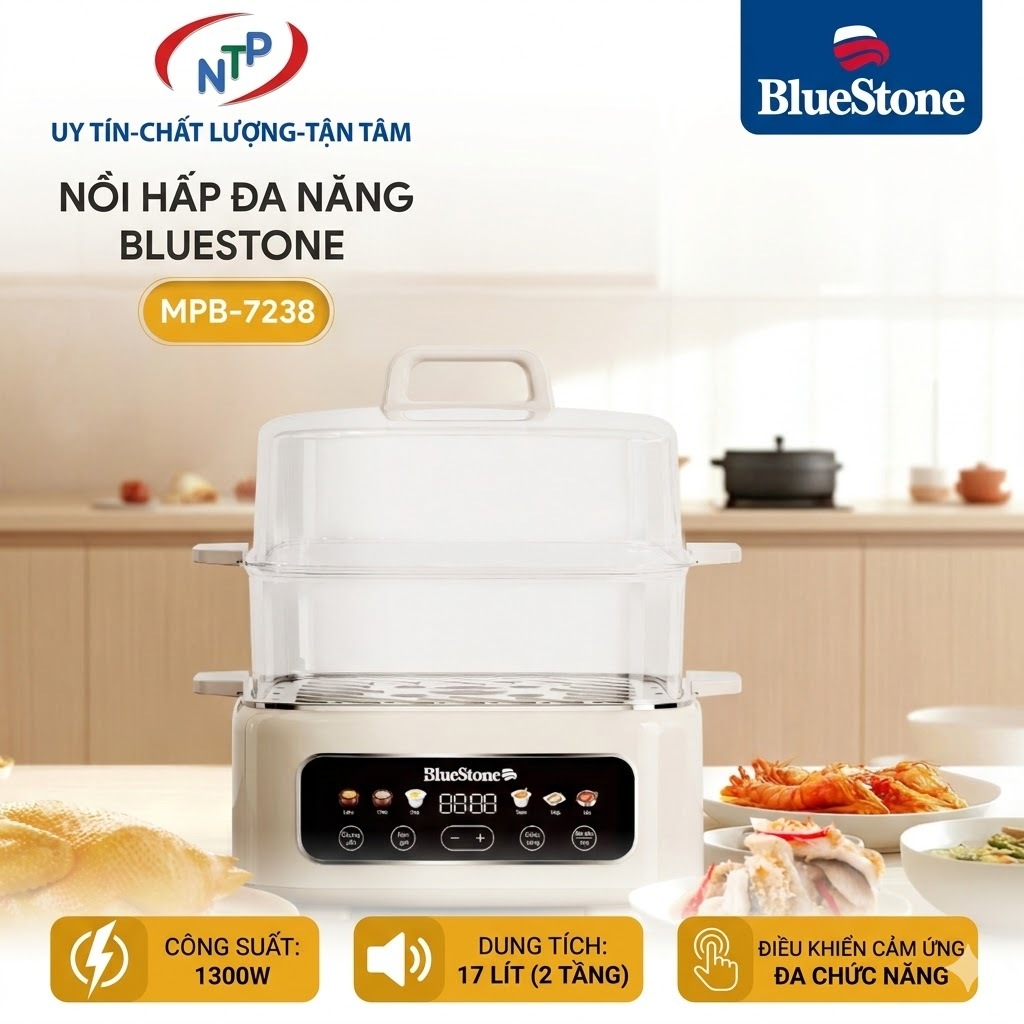 Nồi Hấp Đa Năng BlueStone MPB-7238 – Hấp Nhanh, Giữ Trọn Dinh Dưỡng