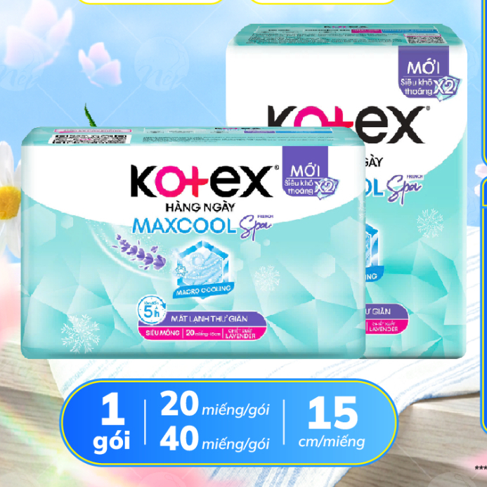Băng vệ sinh Kotex hàng ngày Max cool French Spa, siêu mỏng mềm mại