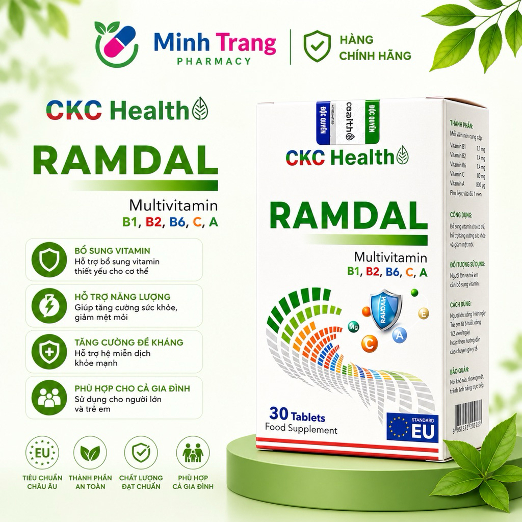 Ramdal Multivitamin CKC Health – Bổ Sung Vitamin Tổng Hợp A, B, C, D3, Kẽm, Sắt (30 Viên)