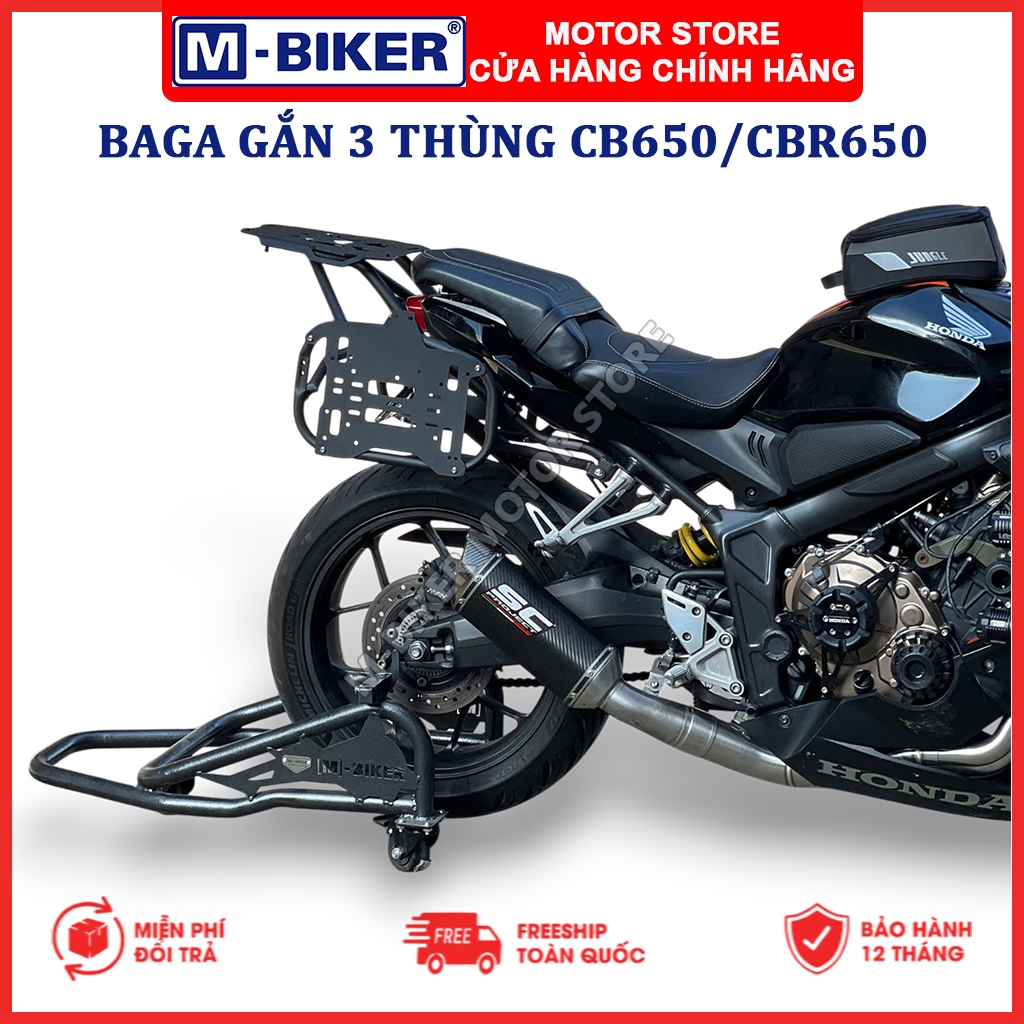 Baga CB650, Bộ baga gắn 3 thùng dành cho Honda CB650R từ đời 2019 đến 2024 chính hãng MBIKER