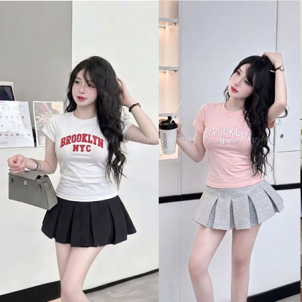Áo Thun Nữ FMSTYLE  Korea BROOKLYN NYC In Chữ – Dáng Ôm Tôn Dáng chuẩn xinh  26050041