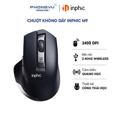 Chuột không dây Inphic M9 Pulse PA3207 (Đen) - Bảo hành 12 tháng
